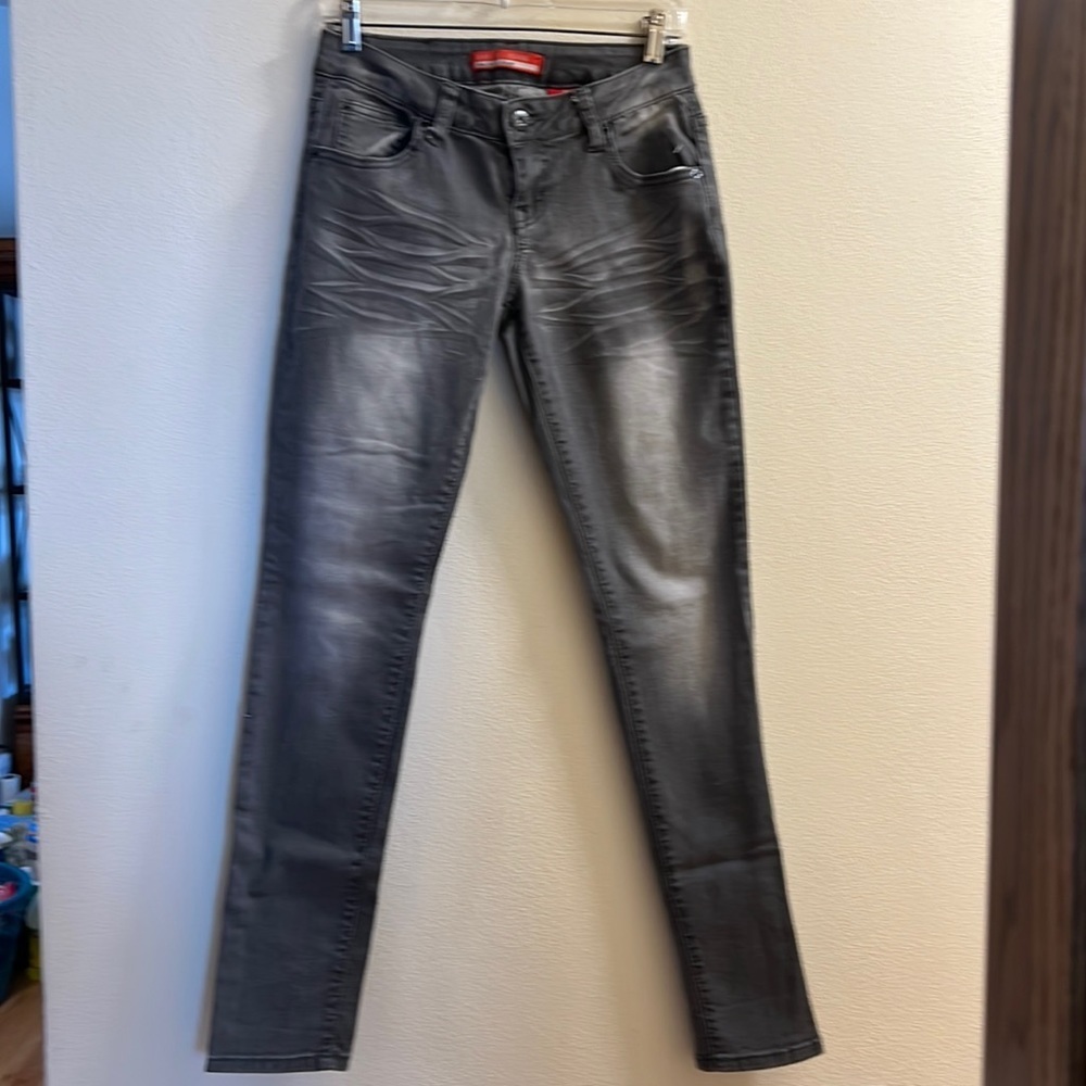 Zana Di Light Gray Distressed Skinny Jeans size 7